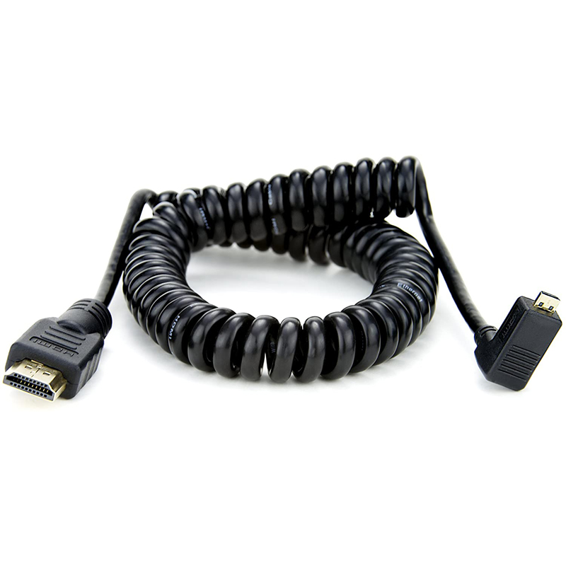 Atomos Coiled Right-Angle Micro to Full HDMI Cable (50cm-65cm)