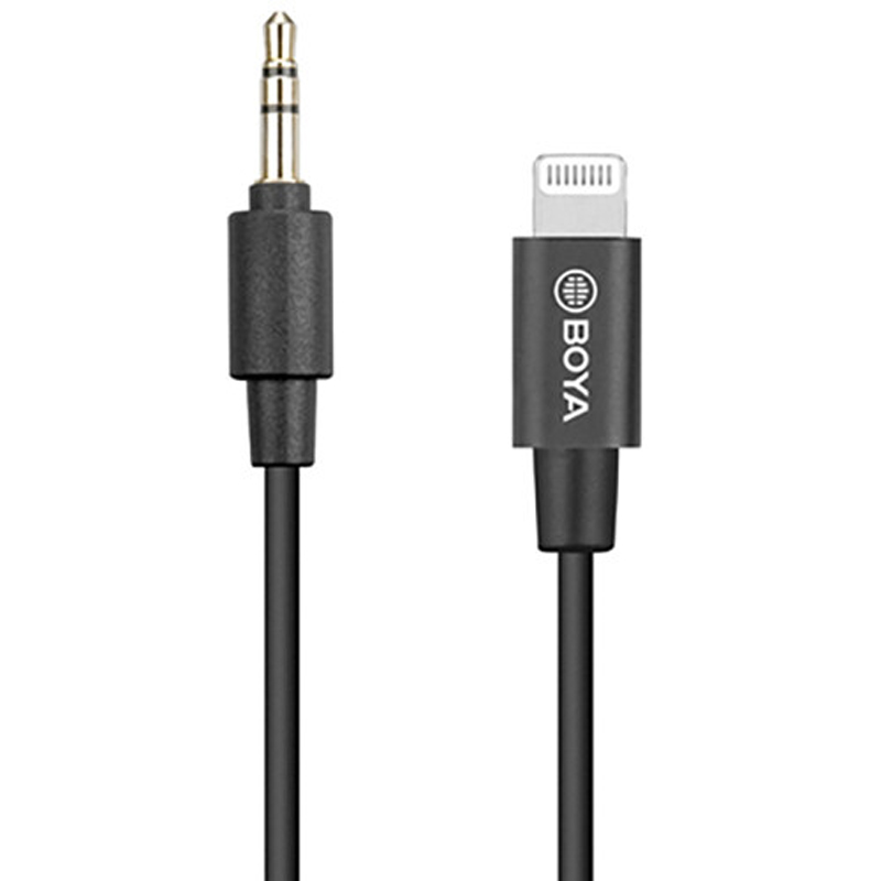 BOYA BY-K1 3.5mm Male TRRS to Male Lightning Adapter Cable 20cm Length
