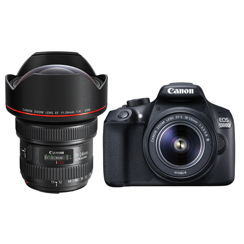 Canon EOS 1300D DSLR with EF-S 18-55mm III + EF 11-24mm f/4L USM Lens
