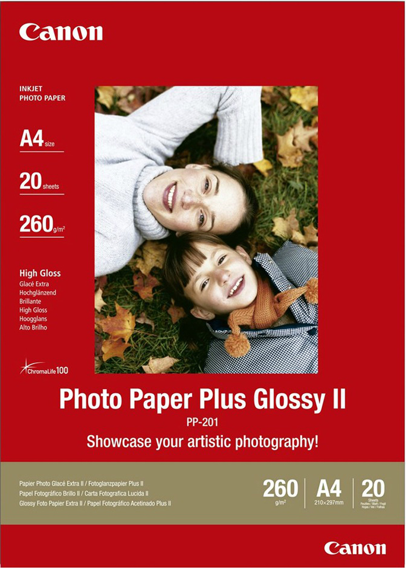Canon PP201A4 20 Sheets, A4, 275 gsm Photo Paper Plus Glossy II