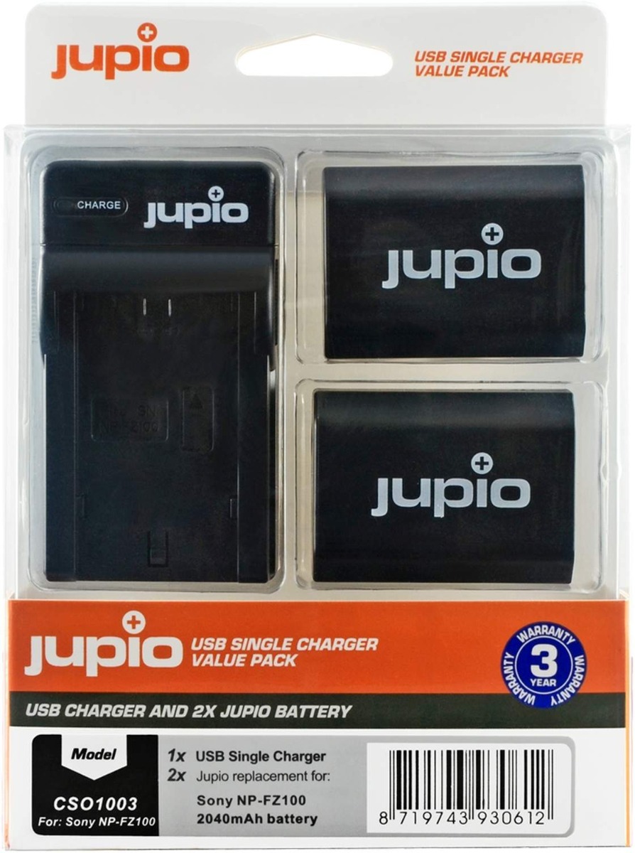 Jupio 2x Sony NP-FZ100 Battery + Single USB Charger Kit