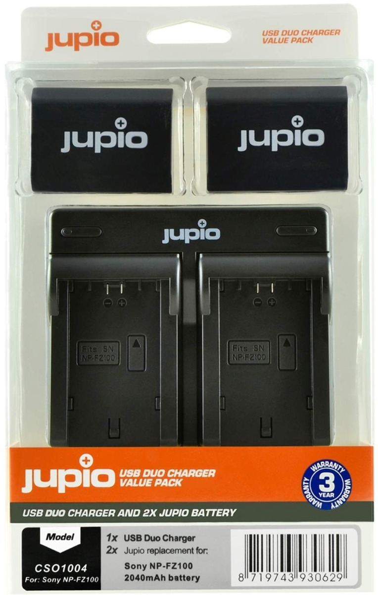 Jupio 2x Sony NP-FZ100 Battery + Dual USB Charger Kit