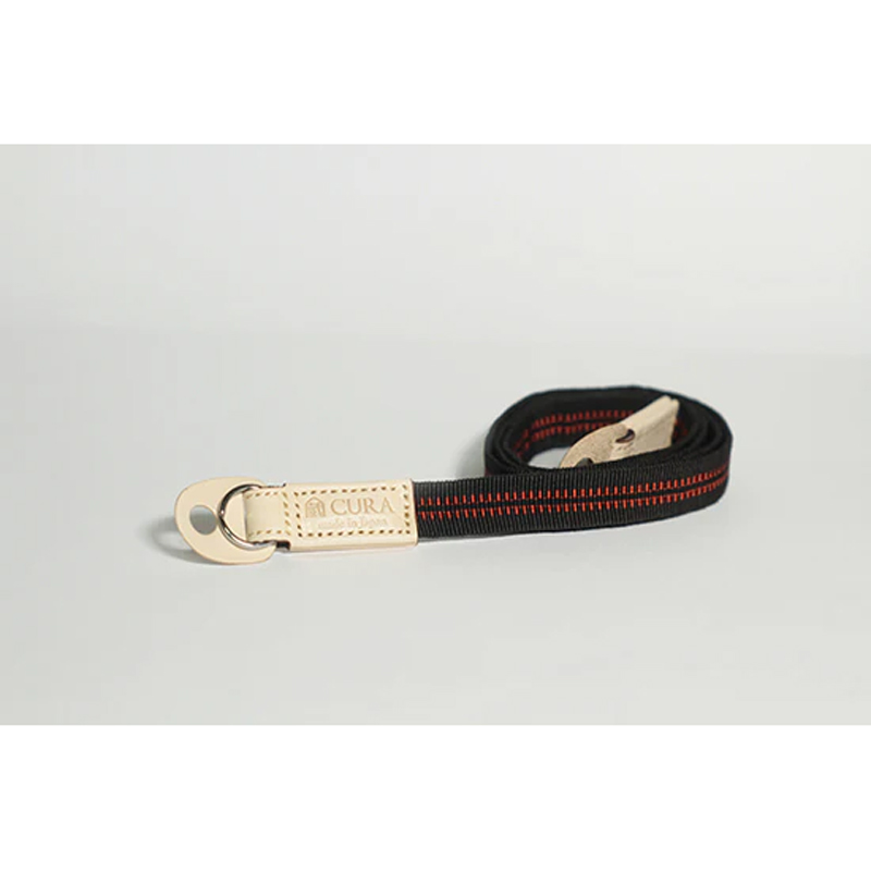 CURA CSS-100BK/RD 3i Braided Silk Lanyard Patch Leather (90 cm) Black/Red