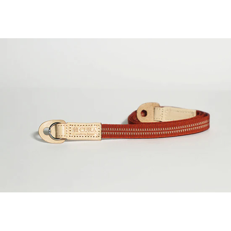 CURA CSS-120RD/SV 3i Braided Silk Lanyard Patch Leather (120 cm) Red/Silver