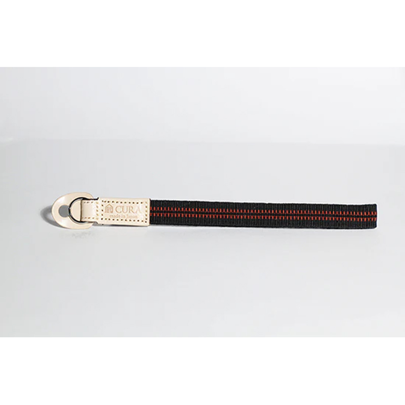 CURA CSS-200BK/RD 3i Braided Silk Lanyard Patch Leather (20 cm) Black/Red
