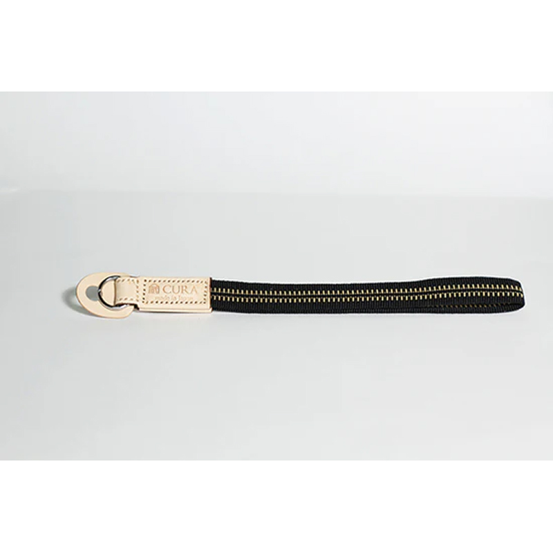CURA CSS-200GD/BK 3i Braided Silk Lanyard Patch Leather (20 cm) Gold/Black