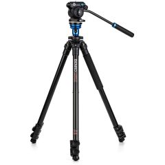 Benro A1573F Series 1 AL Video Tripod, Leveling Column, 3 Section, S2PRO Head, QR2PRO Plate, Flip Lock