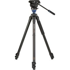 Benro A2573F Series 2 AL Video Tripod, Leveling Column, 3 Section, S4PRO Head, QR4PRO Plate, Flip Lock