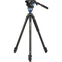 Benro A2573F Series 2 AL Video Tripod, Leveling Column, 3 Section, S6PRO Head, QR6PRO Plate, Flip Lock