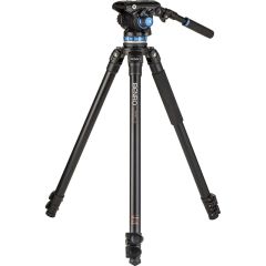 Benro A373F Series 3 AL Video Tripod, 75mm Half Ball Adapter, 3 Section, S6PRO Head, QR6PRO Plate, Flip Lock