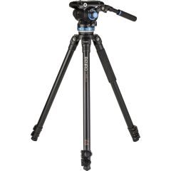 Benro A373F Series 3 AL Video Tripod, 75mm Half Ball Adapter, 3 Section, S8PRO Head, QR8PRO Plate, Flip Lock