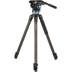 Benro C373F Series 3 CF Video Tripod, 75mm Half Ball Adapter, 3 Section, S8PRO Head, QR8PRO Plate, Flip Lock