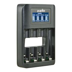 Jupio 4 Slot Fast Battery Charger & LCD Screen for AA & AAA Rechargeable Batteries