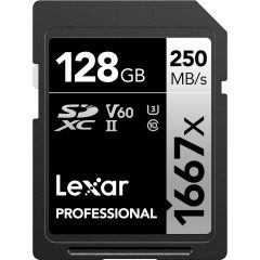 Lexar Professional 1667x SDXC 128GB - 250MB/s V60 UHS-II U3 Memory Card