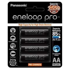 Panasonic AA Eneloop Pro 2550mAh Rechargeable Batteries 4 Pack - BK-3HCCE/4BT