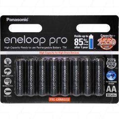 Panasonic AA Eneloop Pro 2550mAh Rechargeable Batteries 8 Pack - BK-3HCCE/8BT