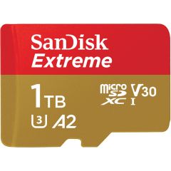 SanDisk Extreme microSDXC 1TB 190MB/s R 130MB/s W UHS-I U3 C10 V30 A2 Card