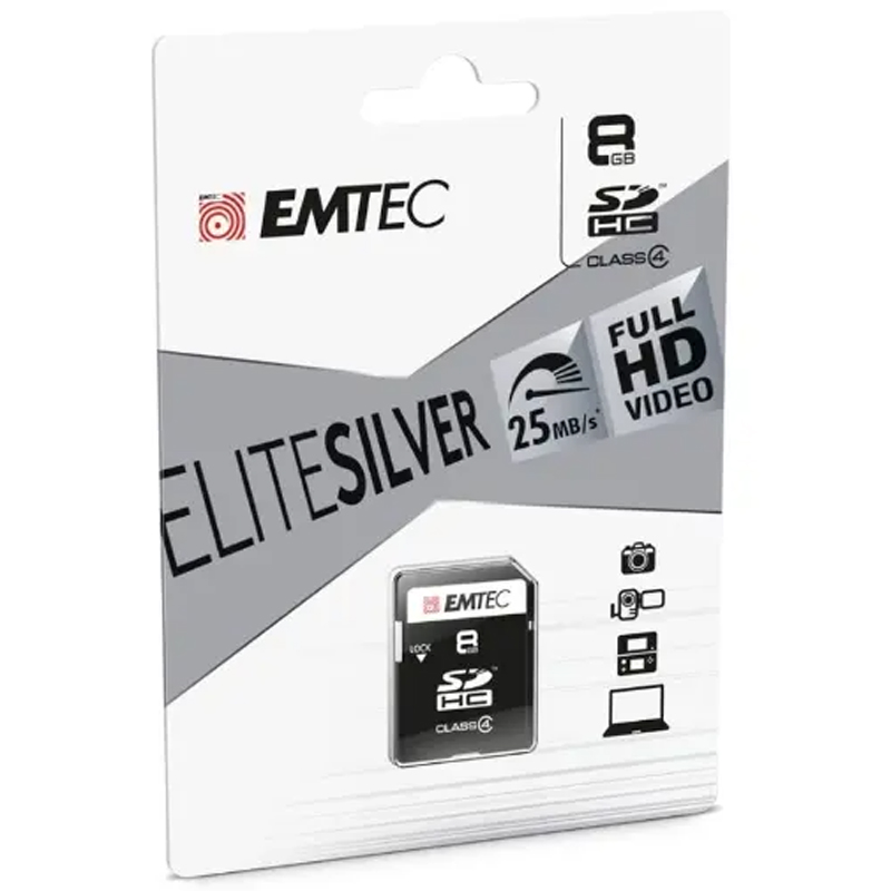 Emtec SD 8GB Class 4 Silver 25MB/s SD Memory Card