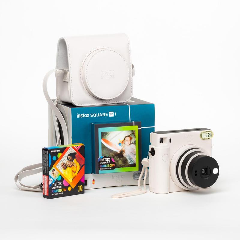 FujiFilm Instax SQ1 BUNDLE Instant Camera - Chalk White - includes Case & Film