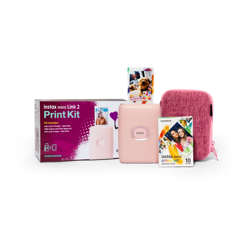 FujiFilm Instax MiniLink 2 Smartphone Printer BUNDLE - Soft Pink with Case & Film