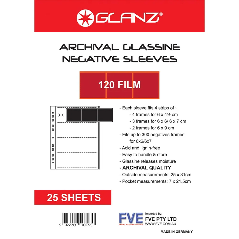 Glanz 120 Film Glassine Negative Sleeves 25 Sheets