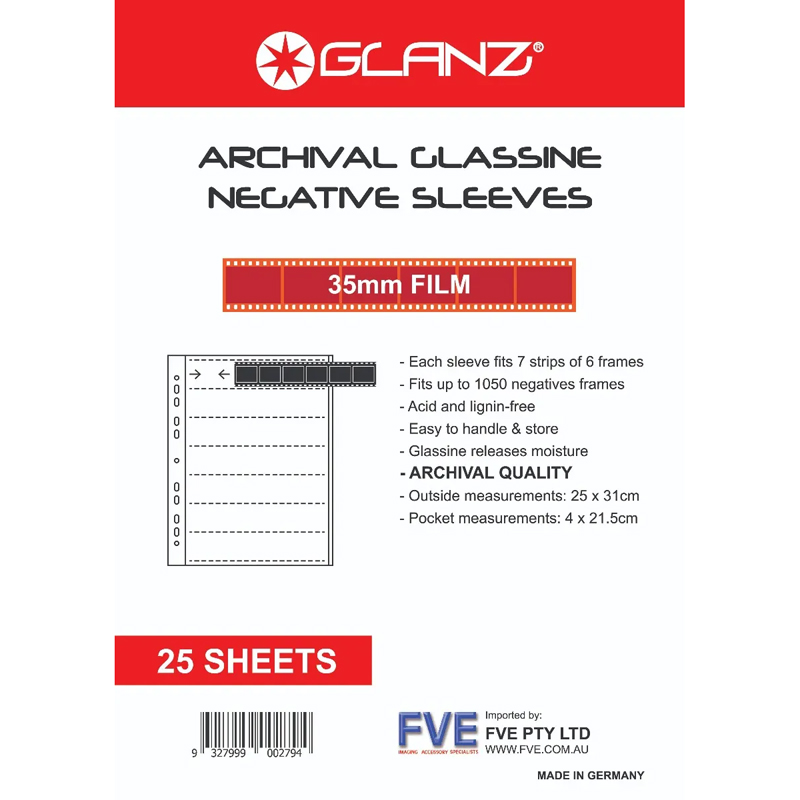 Glanz 35mm Film Glassine Negative Sleeves 25 Sheets