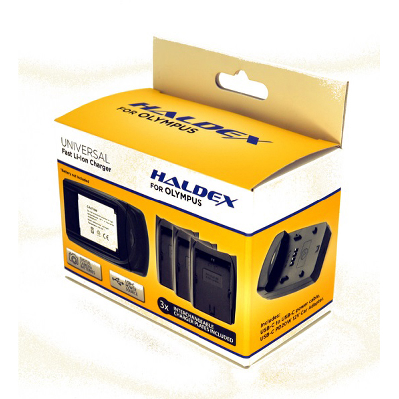Haldex 700 Series USB-C PD For Olympus Kit with BLN-1, BLS-5 (BLS-1) and BLH-1 inc Car Adaptor AND A/C Adaptor
