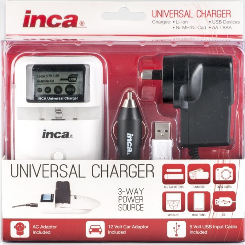Inca 3-Way Power Source Universal Battery Charger