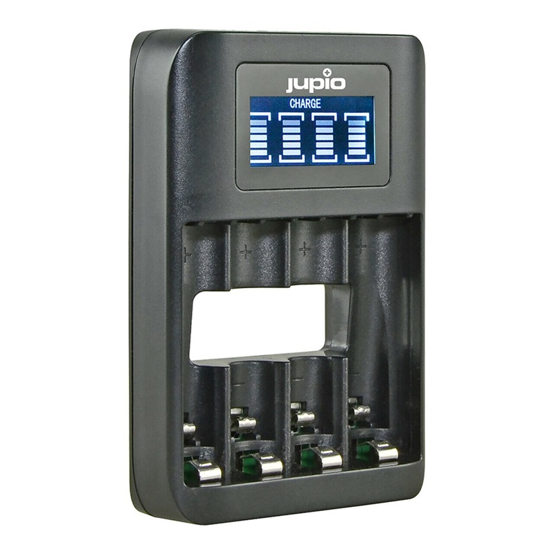 Jupio 4 Slot Fast Battery Charger & LCD Screen for AA & AAA Rechargeable Batteries
