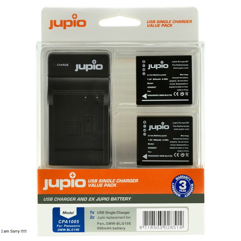 Jupio 2x Panasonic DMW-BLG10 Battery + Single USB Charger Kit