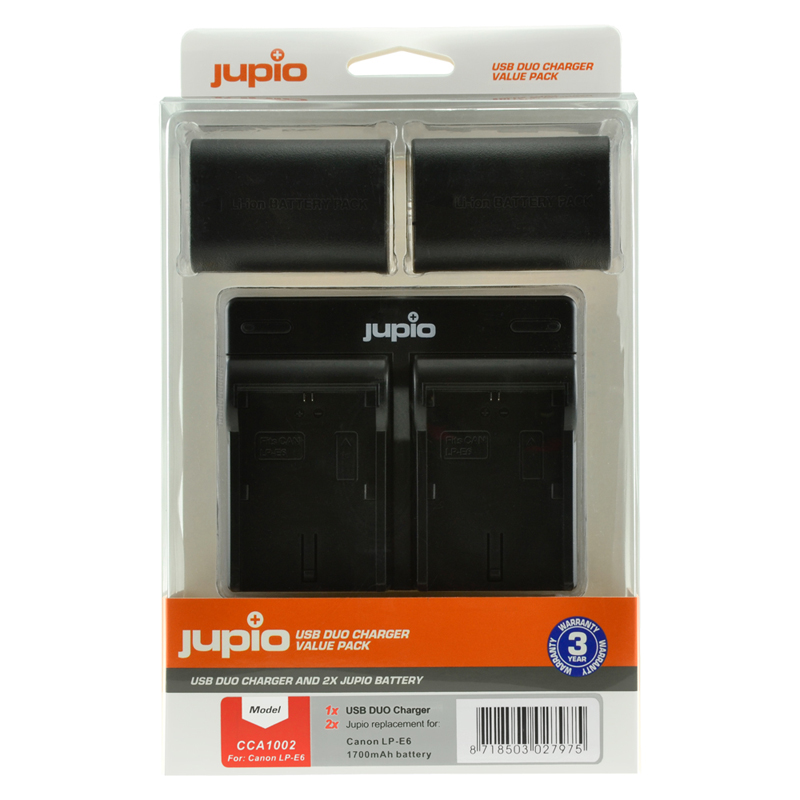 Jupio 2x Canon LP-E6 Battery + Dual USB Charger