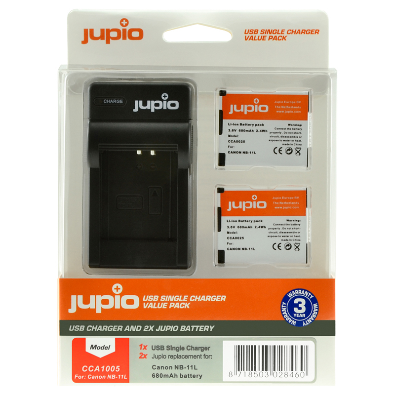 Jupio 2x Canon NB-11L Battery + Single USB Charger Kit