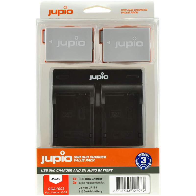 Jupio 2x Canon LP-E8 Batteries & Single Charger Kit