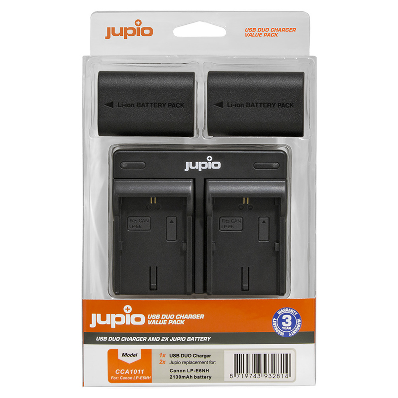Jupio 2x Canon LP-E6NH Batteries & Dual Charger Kit