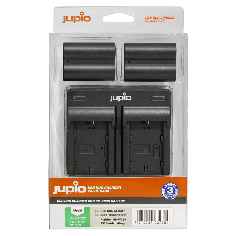 Jupio 2X Fuji NP-W235 Batteries & Dual Charger Kit