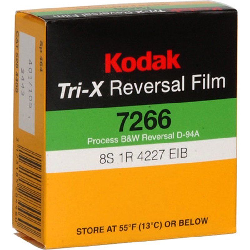 Kodak Film Tri-X Black-and-White Reversal Film #7266 (Super 8, 50' Roll)