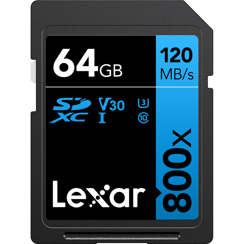 Lexar Professional 800x SDXC 64GB - 120MB/s V30 UHS-I U3 Memory Card