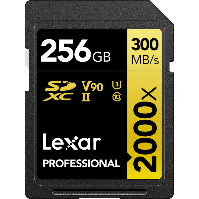 Lexar Professional 2000x SDXC 256GB - 300MB/s V90 UHS-II U3 Memory Card