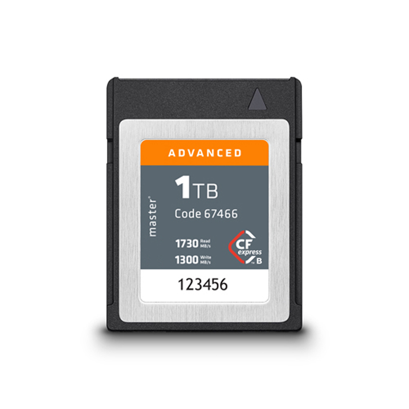 Master Cfexpress Type B 1TB Advanced 1300 MB/s min write speed 1730 MB/s Read sp.