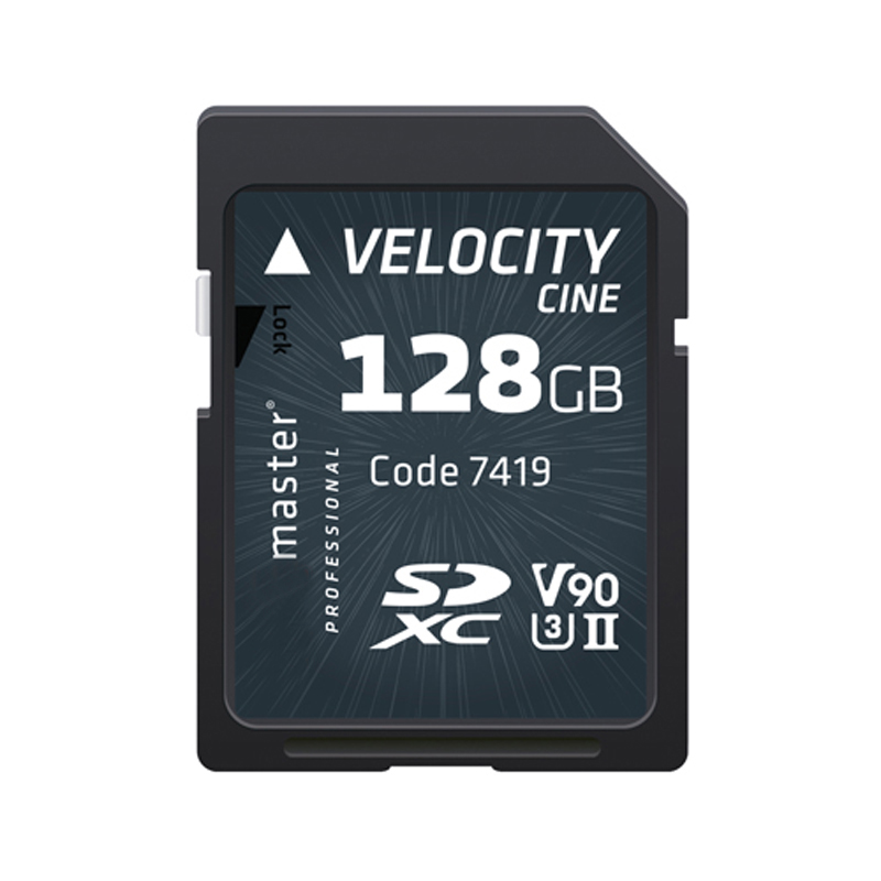 Master SDXC Velocity CINE 128GB - V90 Video Speed Class 2000x 300MB/s UHS-II U3