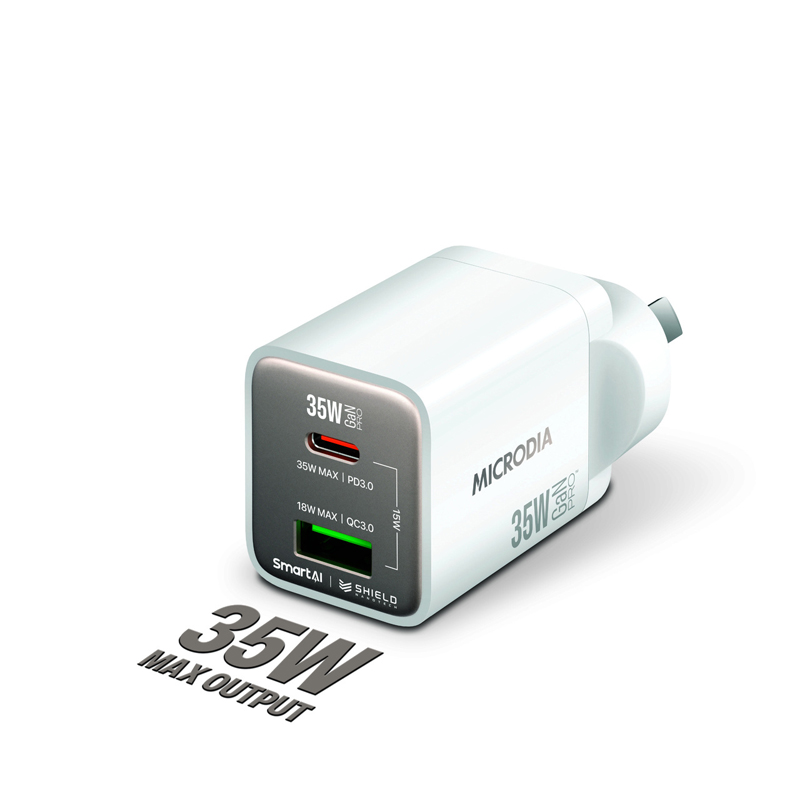 MICRODIA SMARTCube Nano 35W Dual Port GaN Wall Charger - White