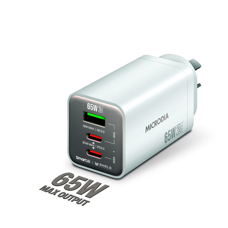 MICRODIA SMARTCube Nano 65W Dual Port GaN Wall Charger - White