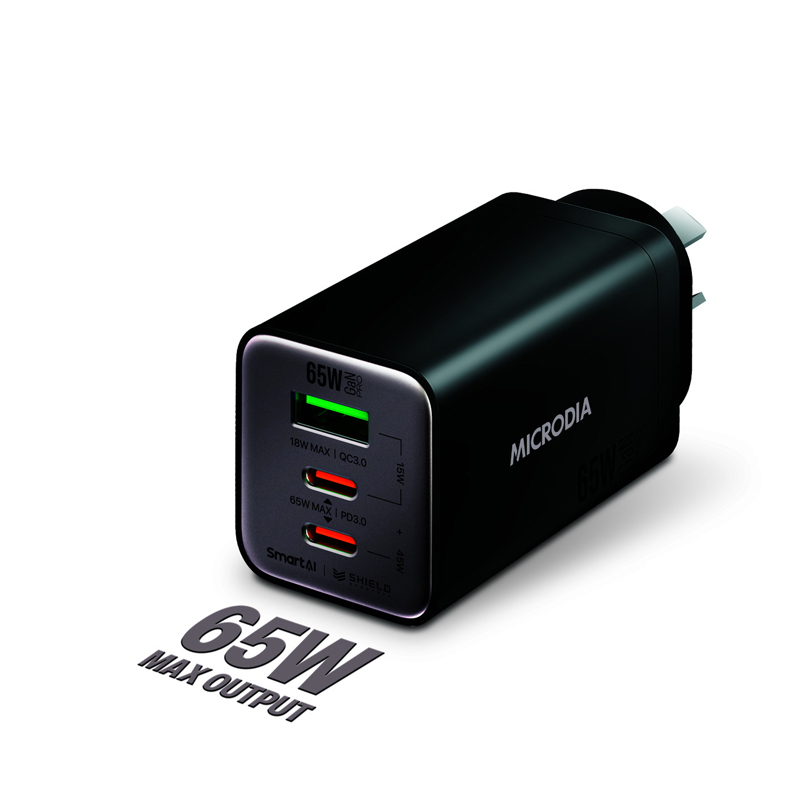 MICRODIA SMARTCube Nano 65W Dual Port GaN Wall Charger - Black