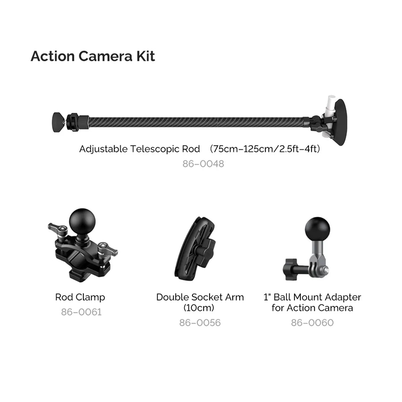 Movmax Adjustable Telescopic Rod Kit Action Camera Kit