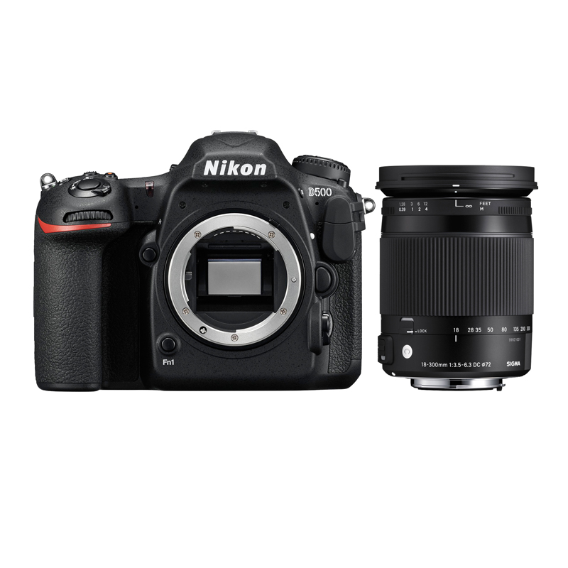 Nikon D500 DSLR Camera with 18-300mm F/3.5-6.3 DC Macro OS HSM Lens