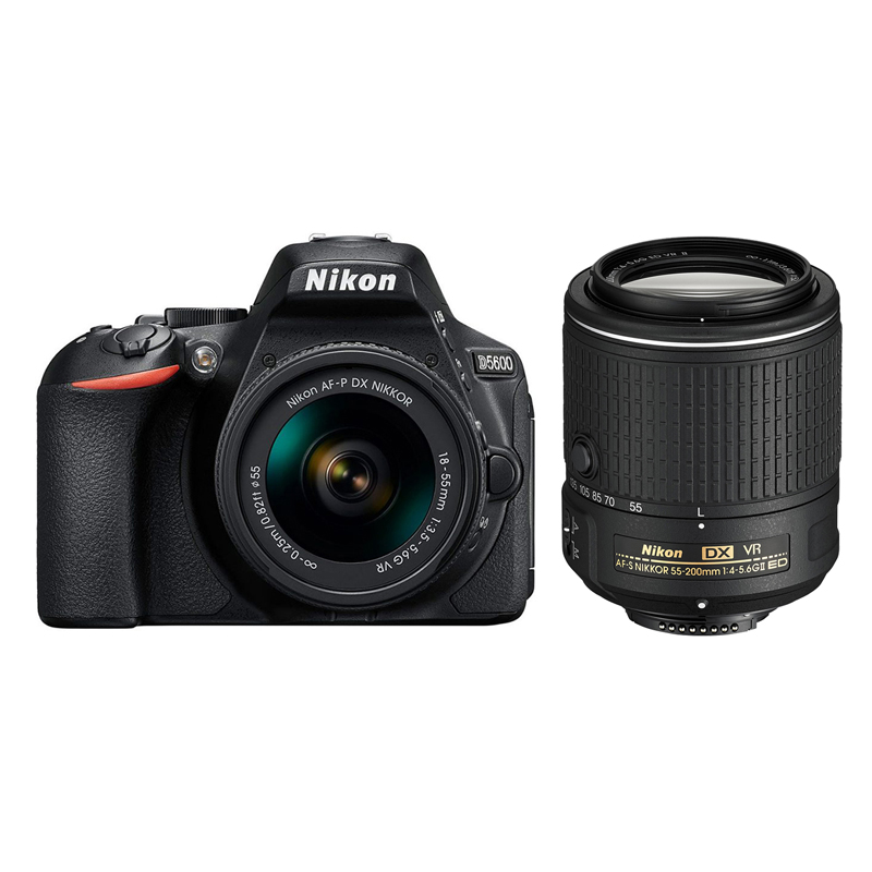 Nikon D5600 w/ 18-55mm VR and AF-S DX 55-200mm ED VR II Twin Lens Kit