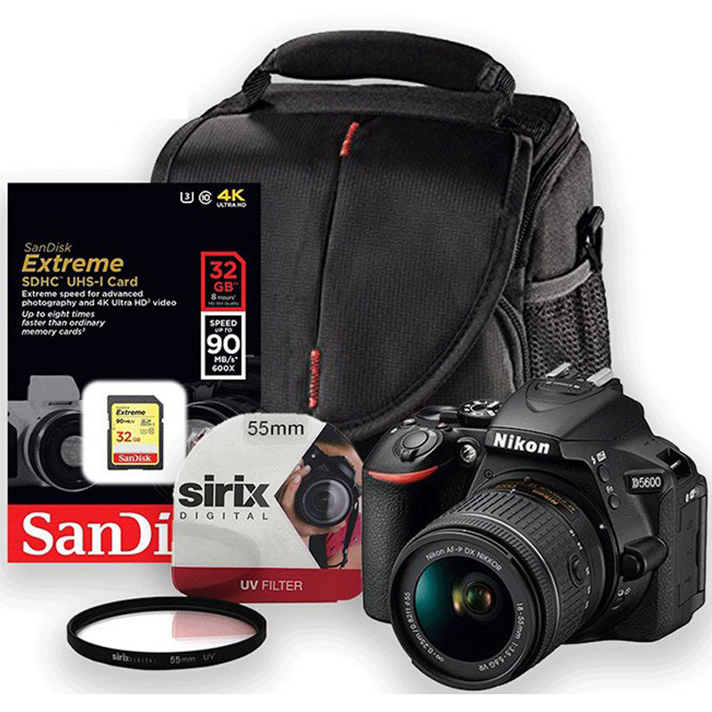 Nikon D5600  Enthusiast Kit w/ 18-55mm Lens + SD Card, Camera Bag and UV Filter