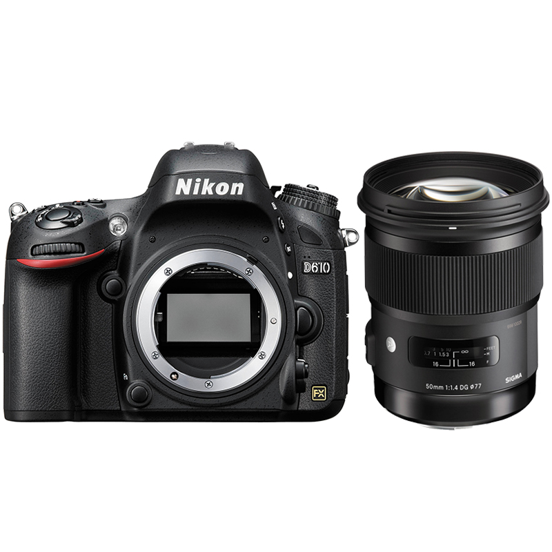 Nikon D610 Full Frame DSLR Camera with Sigma 50mm F1.4 DG HSM ART Lens