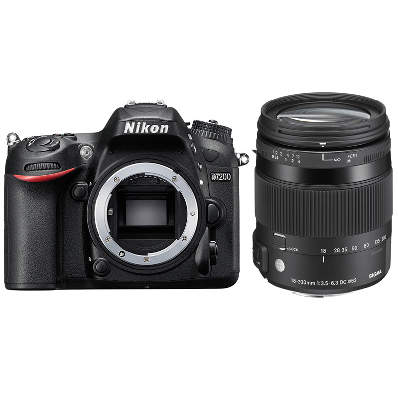 Nikon D7200 Digital SLR Camera with Sigma 18-200mm Lens