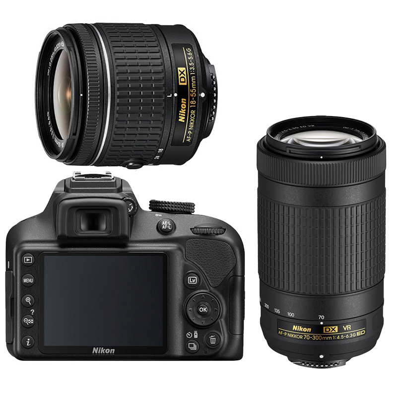 流行り の ブランド  VR 18-55mm + DSLR D3400 Nikon Buy + Lens Twin VR 70-300mm デジタル一眼